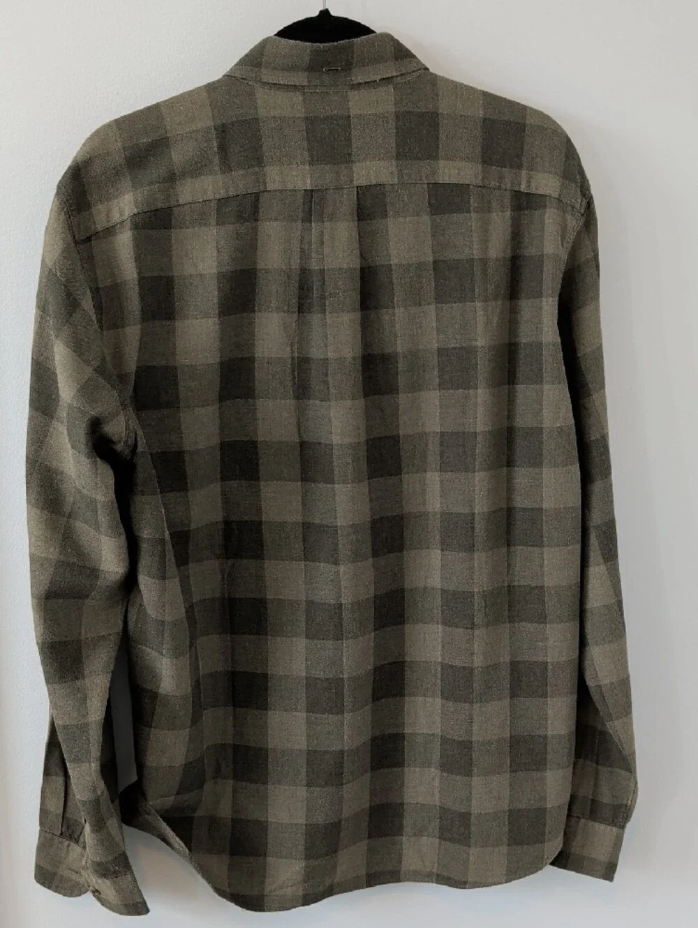 J. Crew Olive and Dark Green Plaid Lightweight Flannel Button-Down Shirt L